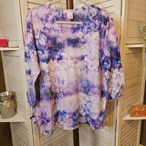 Time and Tru, Size XL (16-18), Purple, 3/4 Sleeve, Tee